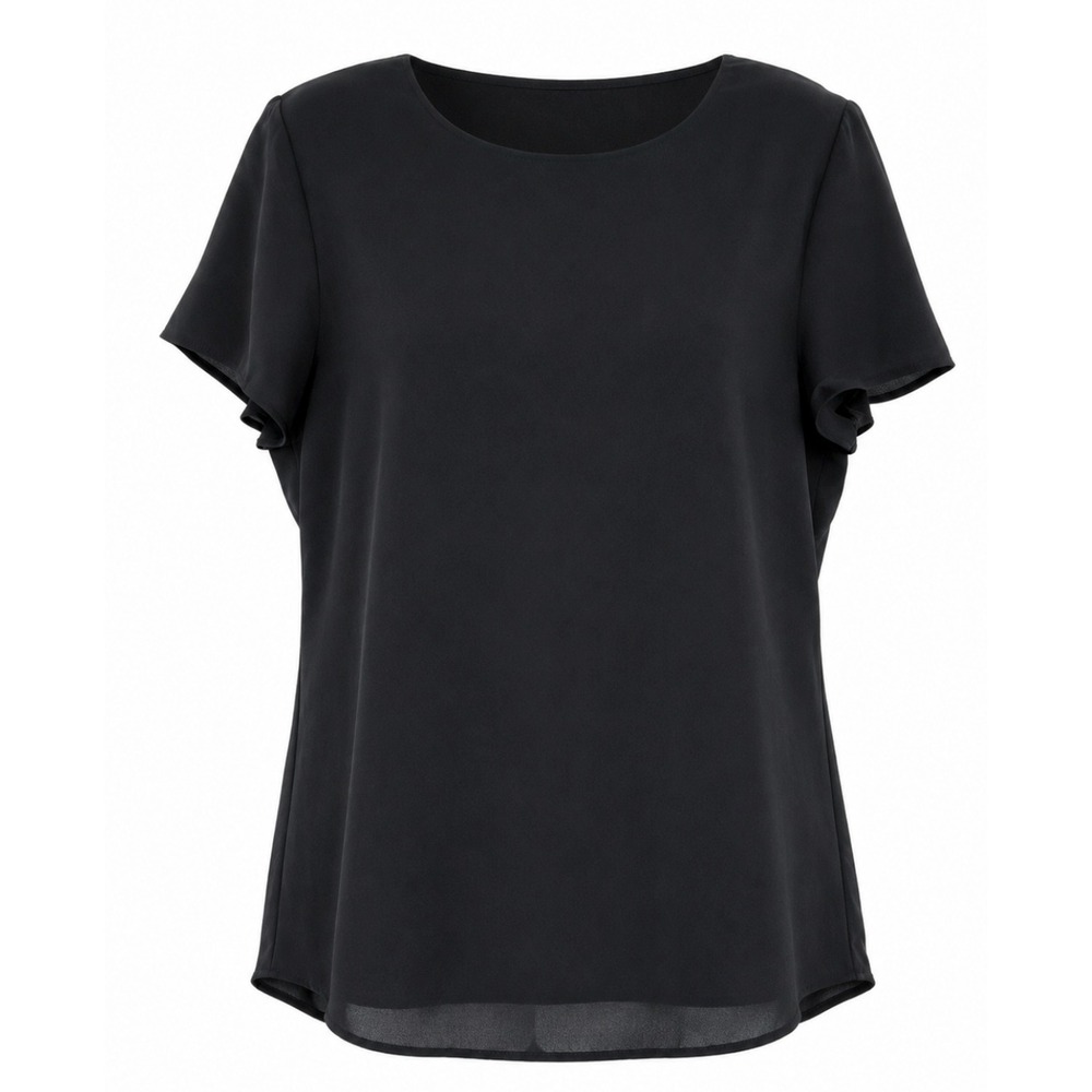 Versona Ideal Black Blouse Women Size M Black Inverted Pleat Back NWT